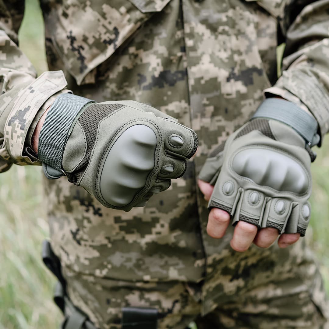 Тактичні рукавички без пальців. Колір оливковий. 