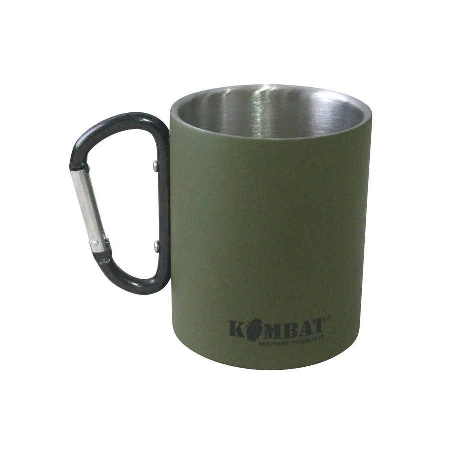 Кружка KOMBAT UK Carabiner Mug Stainless Steel оливкова 330 мл
