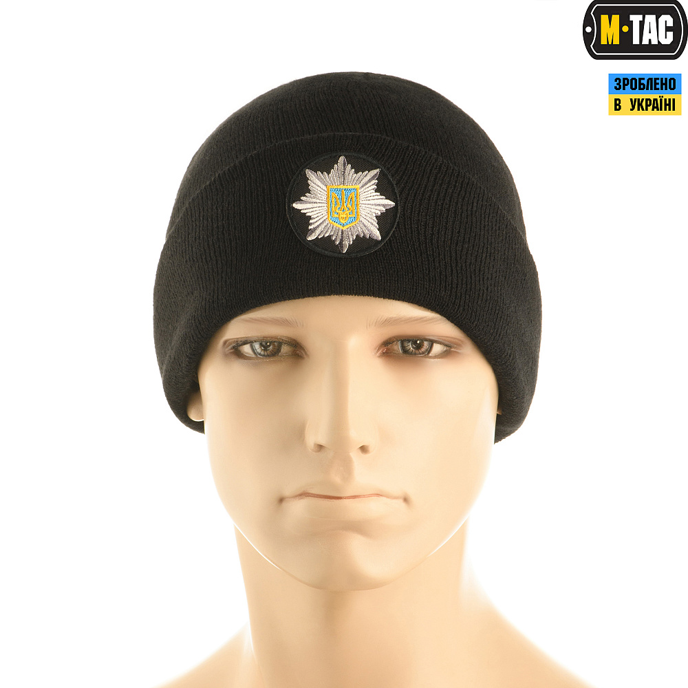 Шапка M-Tac Поліція тонка в'язка 100% акрил чорна (L/XL)