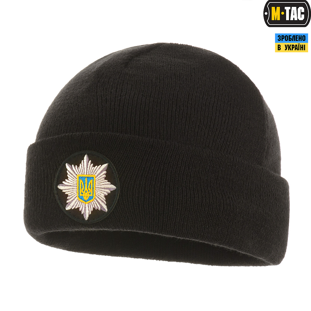 Шапка M-Tac Поліція тонка в'язка 100% акрил чорна (L/XL)
