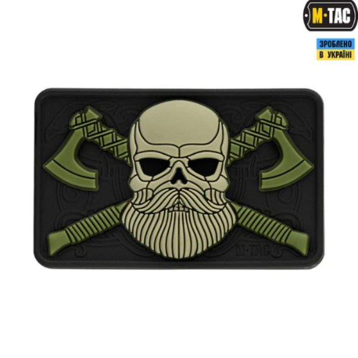 M-Tac нашивка Bearded Skull 3D чорна / олива