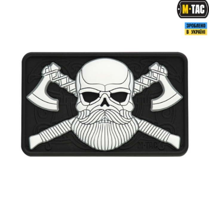 M-Tac нашивка Bearded Skull 3D чорна / біла