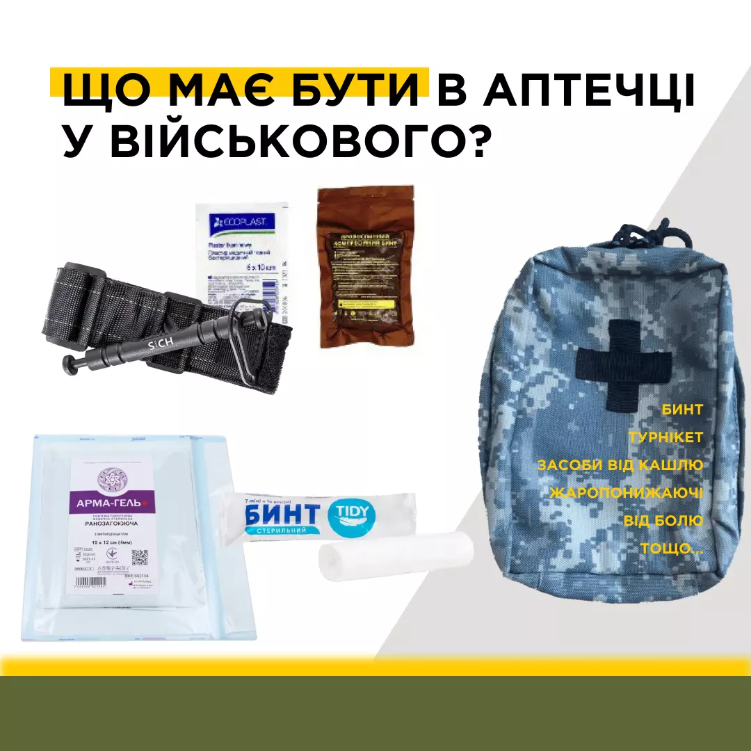 Що має бути в аптечці у військового